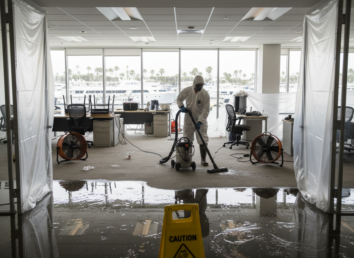 Emergency water cleanup in Marina Del Rey