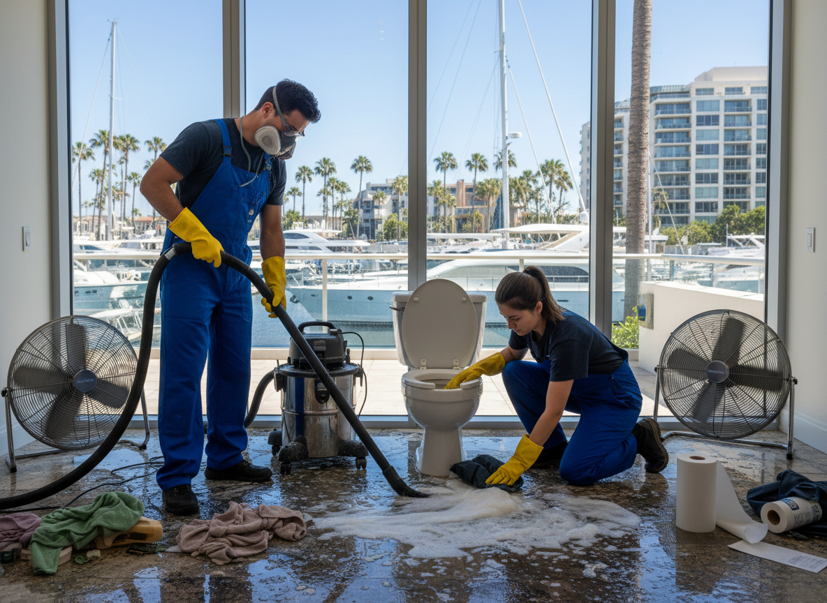 Toilet overflow cleanup in Marina Del Rey