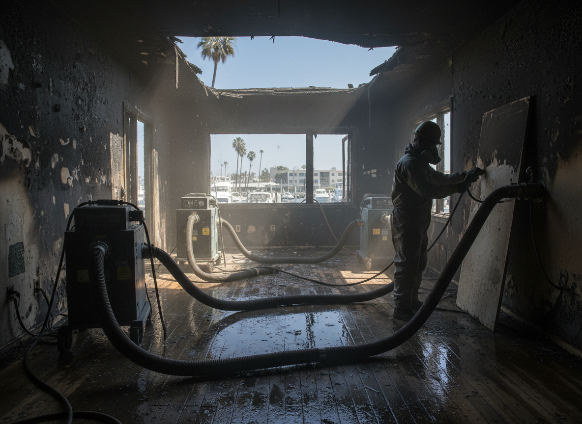 Water damage remediation after fire in Marina Del Rey